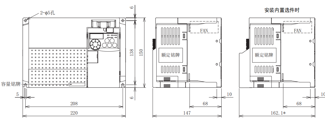 FR-E740-5.5K、7.5K-CHT尺寸圖